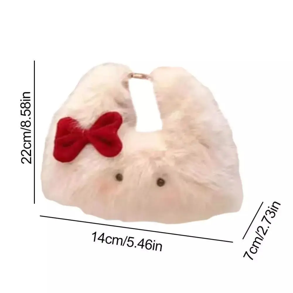Cartoon Plush Plush Handbag Bow Sweet Cat Underarm Bag Large Capacity Crossbody Bag for Women