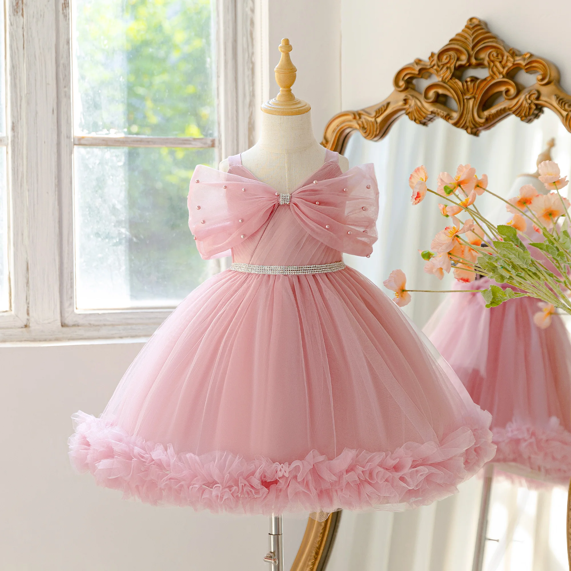 Elegant Wedding Party Girls Dresses Gala Bridesmaids Birthday Baptism Princess Prom Dress Girl Graduation Piano Performance Gown