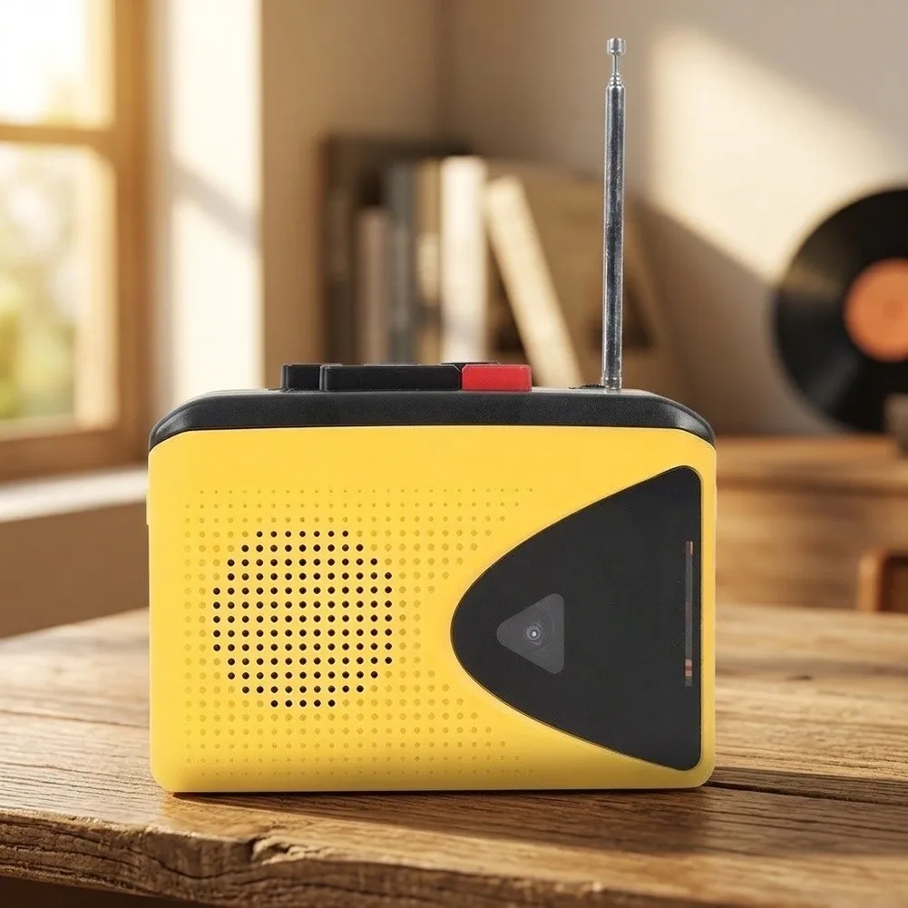 Portable Retro Cassette Player with Integrated Radio Functionality and 45mm Speaker for On-the-Go Audio Enjoyment