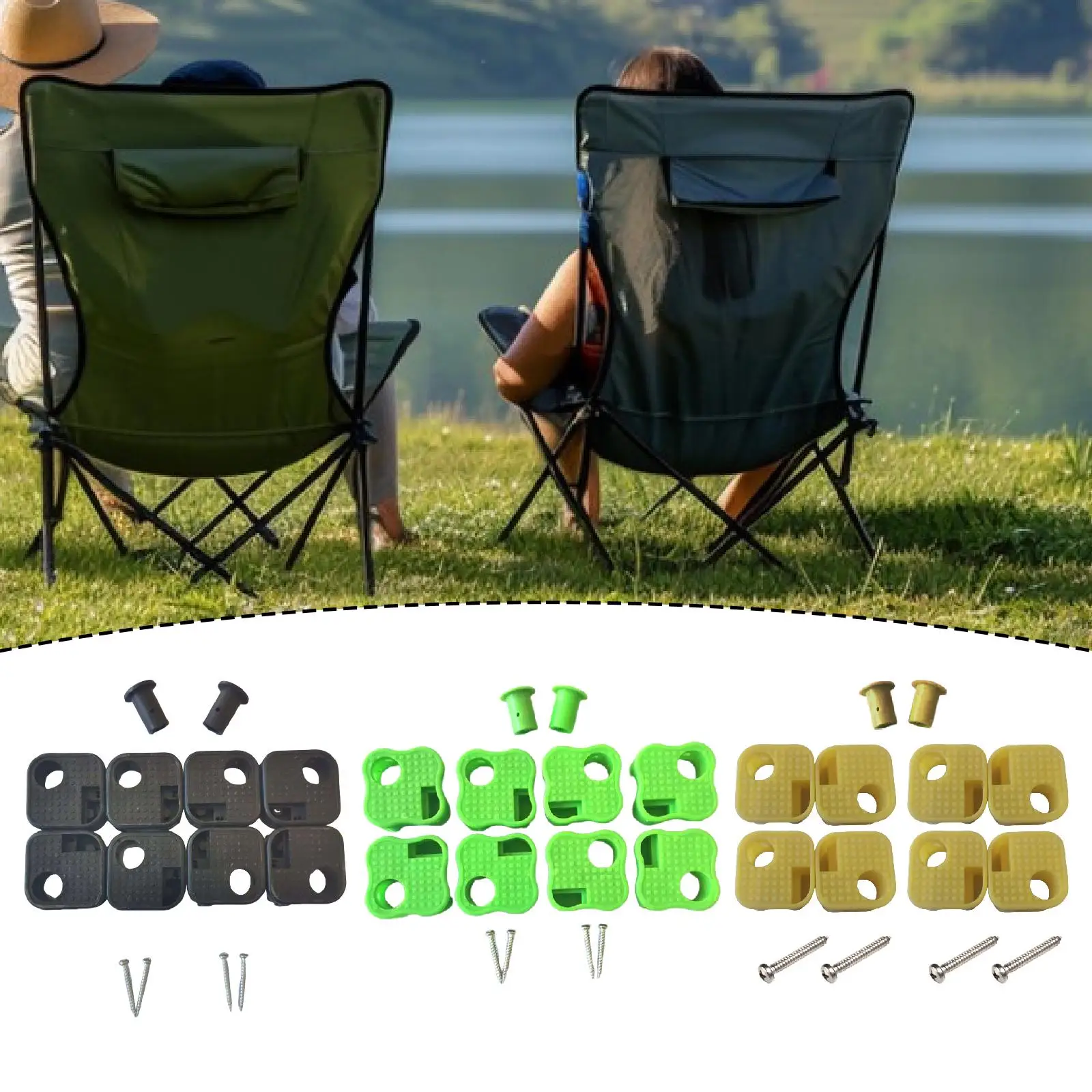 8 Pieces Camping Chair Replacement Feet Premium with Screws for Folding Chair Stool Repair Feet