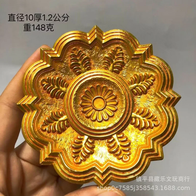 Antique Zongguan Goldware Lotus , Tang Dynasty Palace Gold Tray, High-end Gift, Gilt Plate Ornament