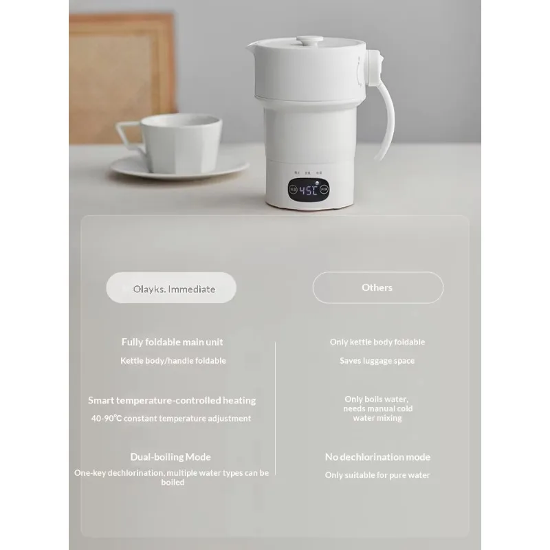 Simple style automatic food grade silicone anti-dry burning folding household thermal insulation electric kettle