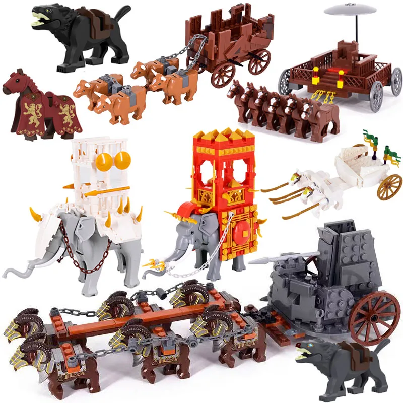 

Military MOC Middle Ages War-horse Chariot War Elephant Ancient Carriage Figures DIY Building Blocks Bricks Toys For Kids Gifts