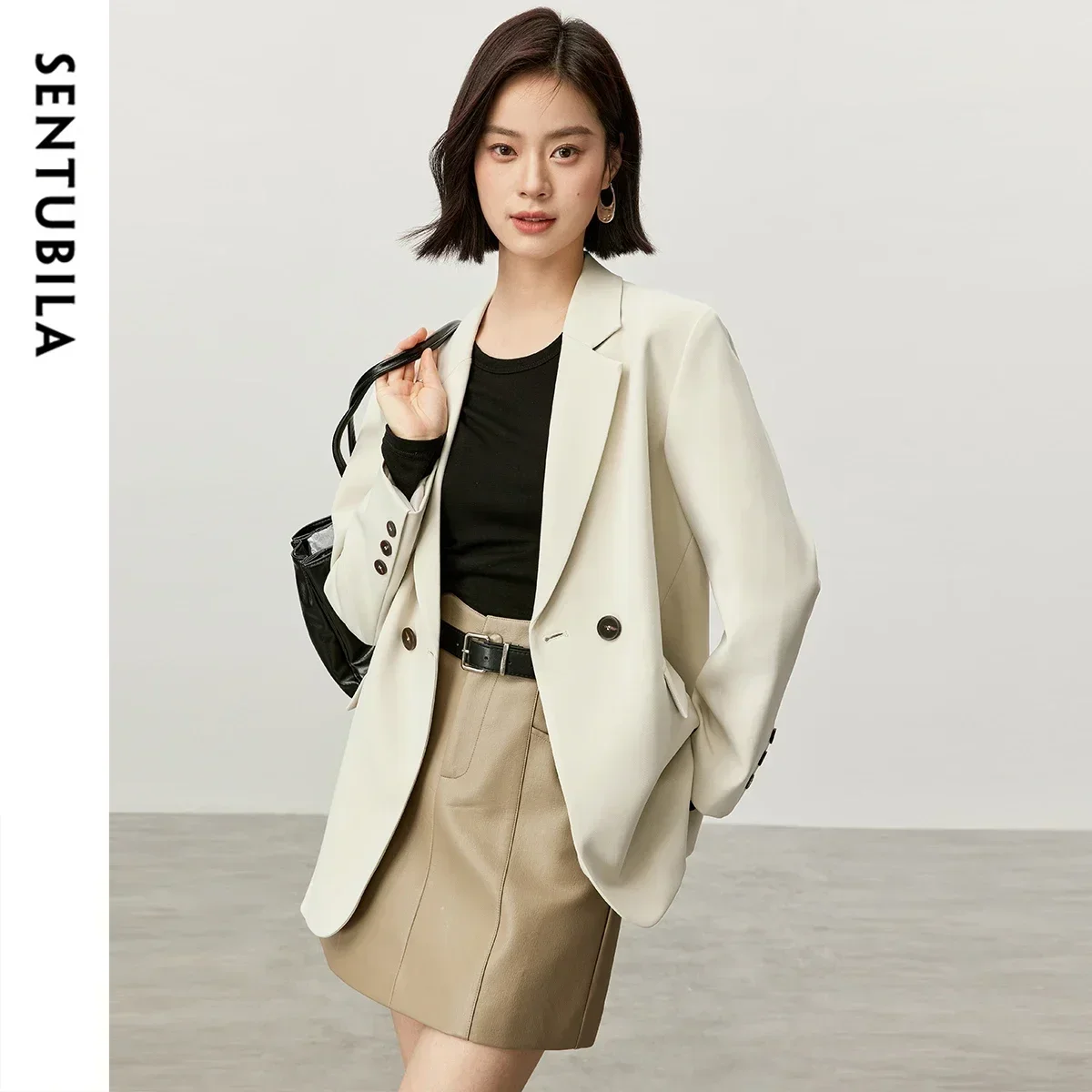 SENTUBILA Loose Fit Blazer Office Tailored Coat Women 2025 Autumn Embroidery Commute Suit Jacket Female Clothes 143X57364X