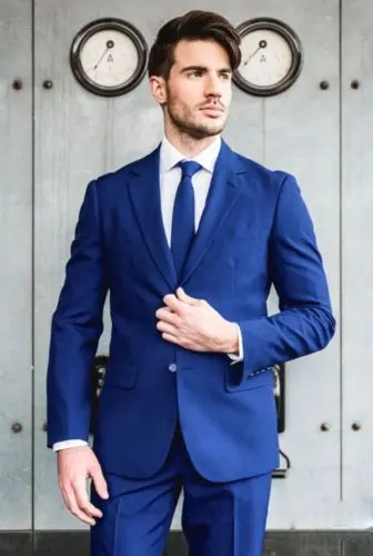 New Royal Blue Elegant Groom Wears Peak Lapel Tuxedo Custom Made Men Wedding Suit Fashion Men's 2 Pieces Sset (Jacket+Pants)