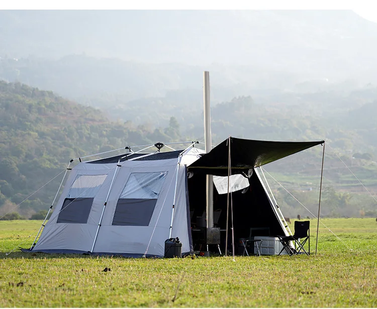 jw-Multifunction Oxford Four-season Camping Tents Waterproof Black UV Coated Large Four-room Design ayer Tents for Outdoor
