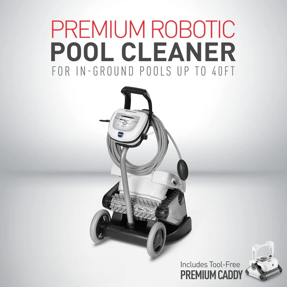 Sport Robotic Pool Cleaner, Automatic Vacuum for InGround Pools up to 40ft, Wall Climbing Vac w/ Strong Suction & Easy Access