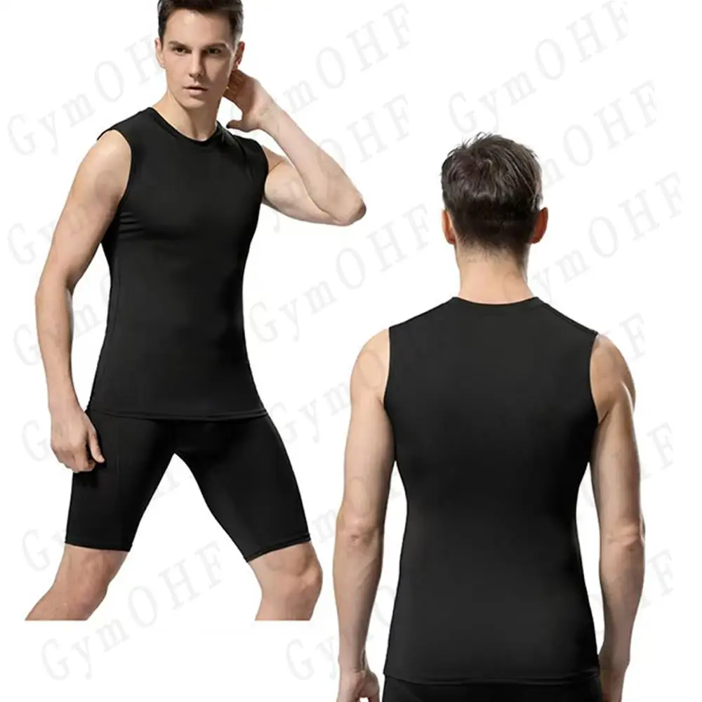 T-shirt da corsa da uomo ad asciugatura rapida Gilet di compressione senza maniche Maglia da allenamento in jersey ad asciugatura rapida Canotta da uomo da palestra