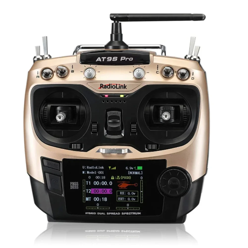 Radiolink AT9S Pro TX 10/12CH RC Controlador de rádio Transmissor RC com receptor R9DS RX 2.4G para RC FPV Racing Drone