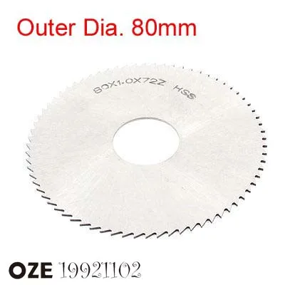 1pc 80mm x 22mm x 0.5/0.6/0.8/1/1.1/1.2/1.5/2/2.5/3/3.5/4/4.5/5/5.5/6 Thickness HSS Milling Cutter 72T Slitting Saw Blade Silver