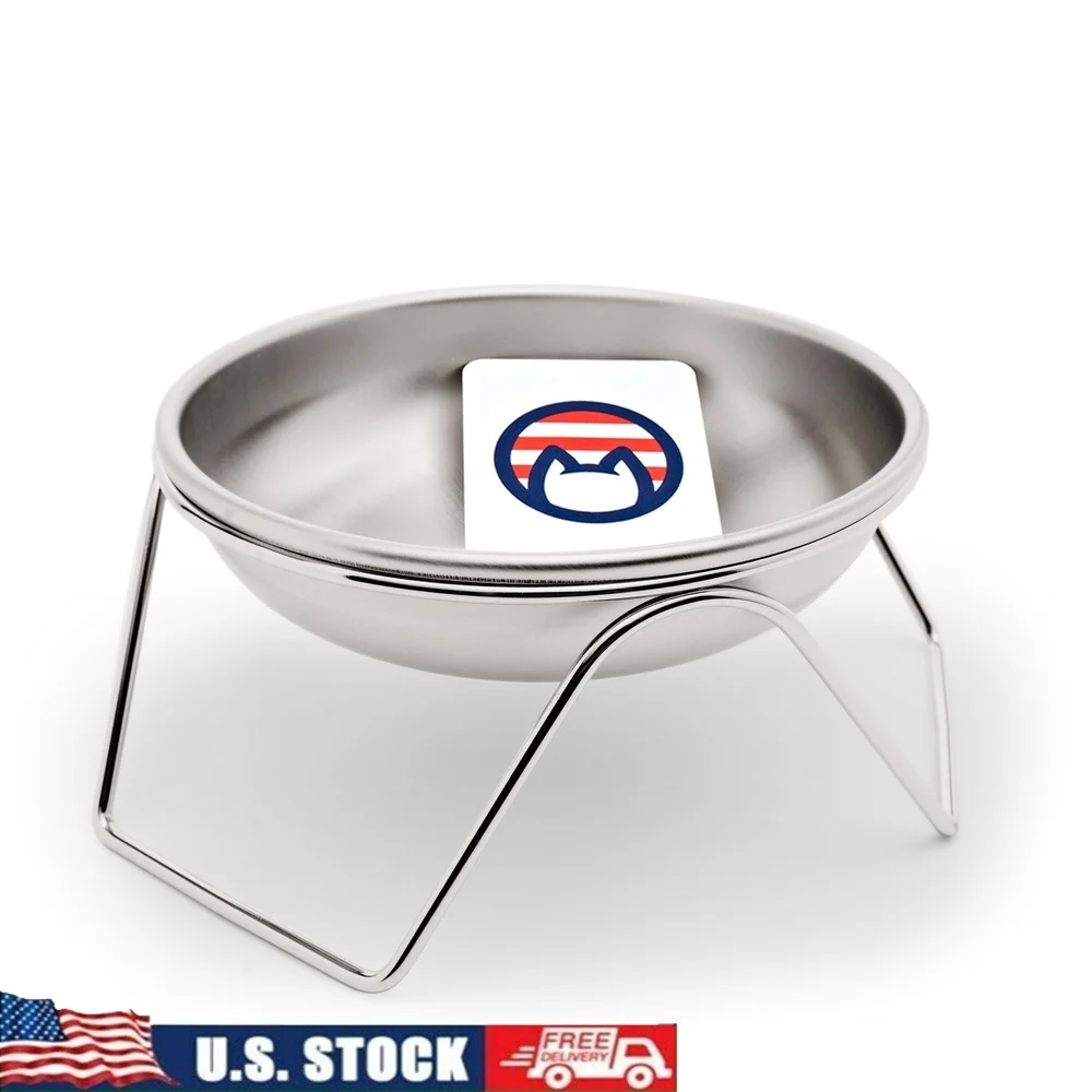 حامل وعاء مرتفع للقطط من الفولاذ المقاوم للصدأ ومقاوم للانسكاب، آمن للاستخدام في غسالة الأطباق، صديق للبيئة من الدرجة البشرية، صنع في الولايات المتحدة الأمريكية #1