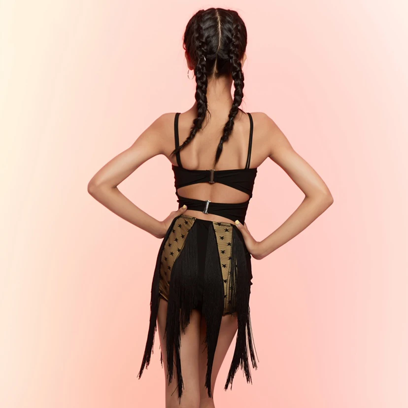 2025 Latin Dance Dress For Girls Sleeveless Tassels Dress Samba Chacha Tango Dance Kids Performance Stage Dress Wear DN22425