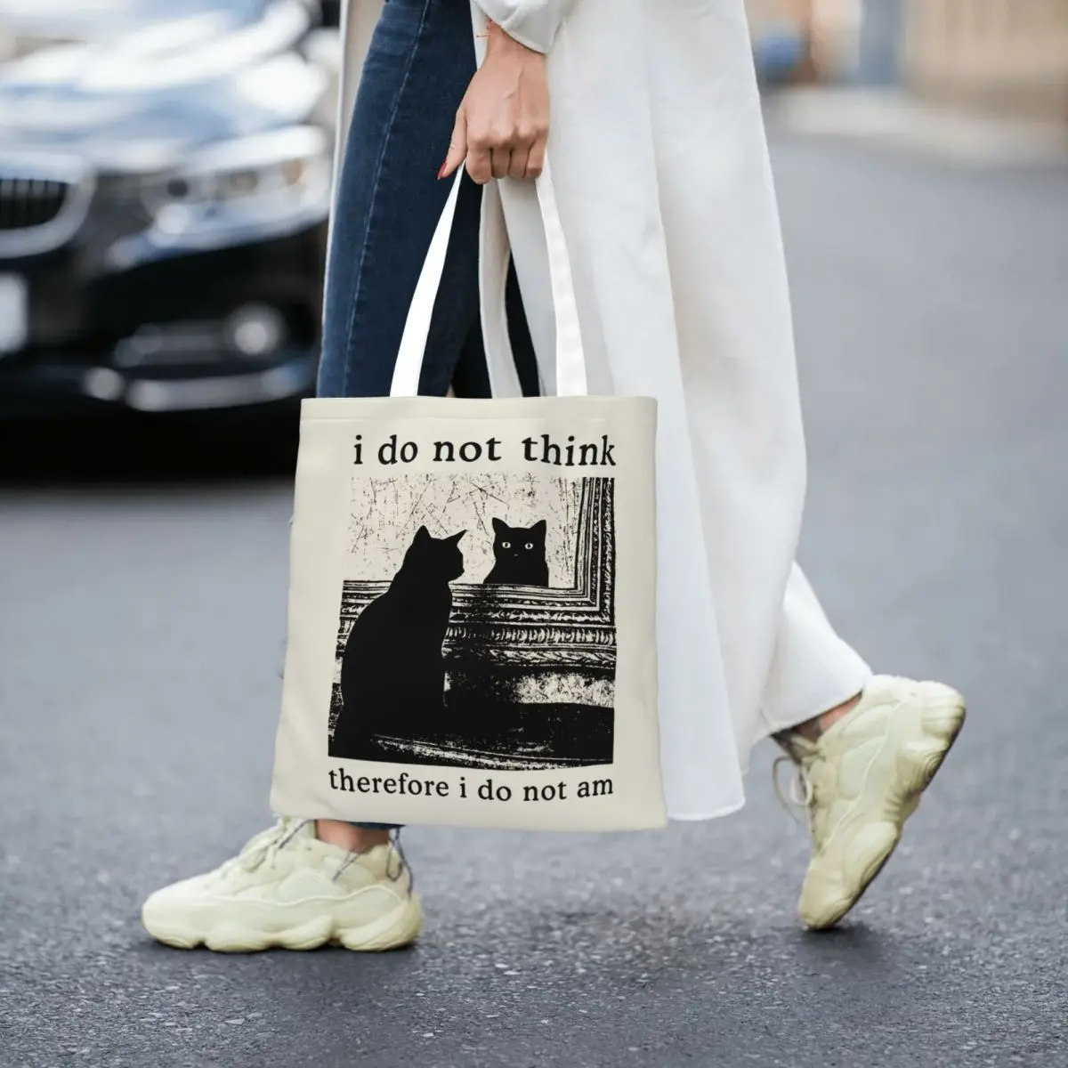 لا أعتقد ذلك، لست أنا حقيبة تسوق قماشية قابلة لإعادة الاستخدام حقيبة تسوق ذات سعة كبيرة للجنسين حقائب الطلاب المضحكة على شكل قطة ميمي #3