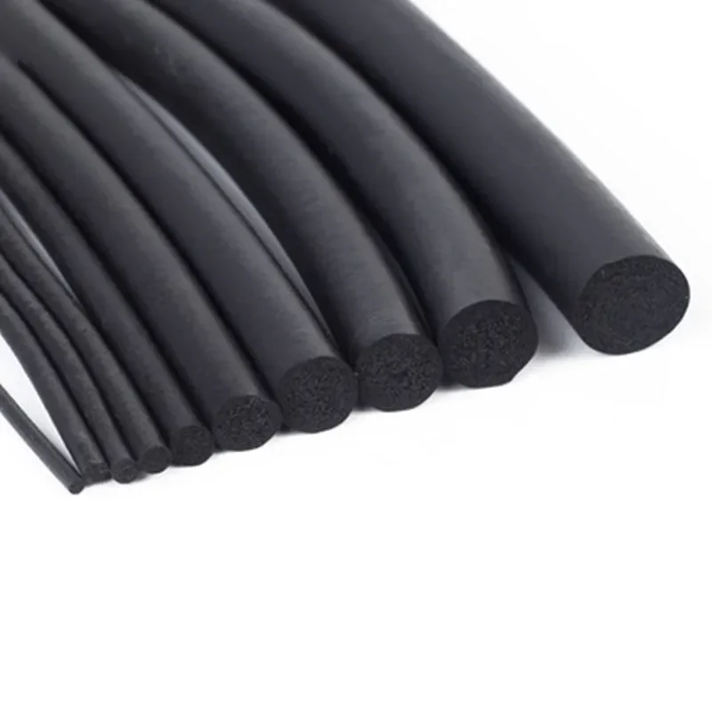 Black Silicone Rubber Seal Strip Foamed round Diameter 3-8mm O-Ring Line Cord Waterproof Molding Damper for Home Improvement