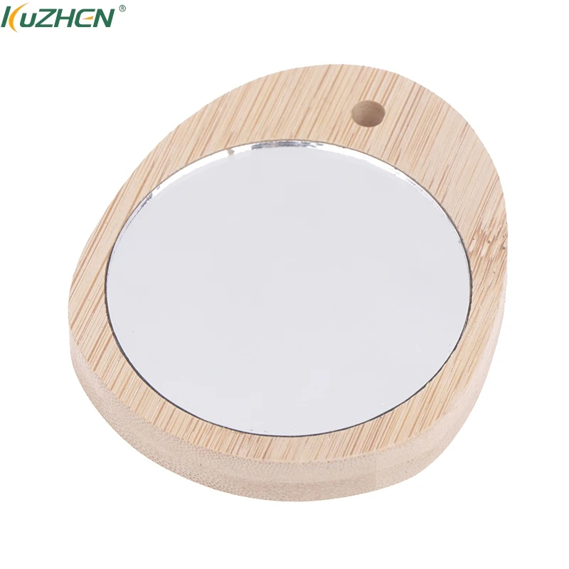 1Pcs Mini Wooden Makeup Mirror Portable Small Water Drop Mirror Student Makeup Mirror Women Cosmetic Mirror