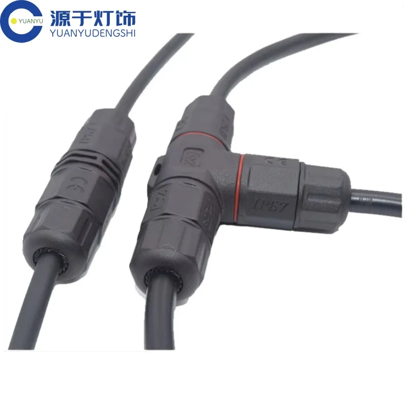 2 Pin 3 Pin T LED Waterproof Quick electrical Cable Wire Connector Cable Plug Adapter Screw locking Cable Industrial DC 12V 220V