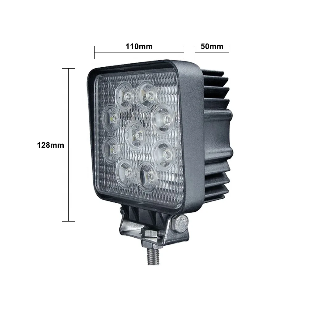 12V, 24V Forklift Excavator Harvester Large Led Light Diffused 9-bead Large Arm Ultra-bright Engineering Light 27W