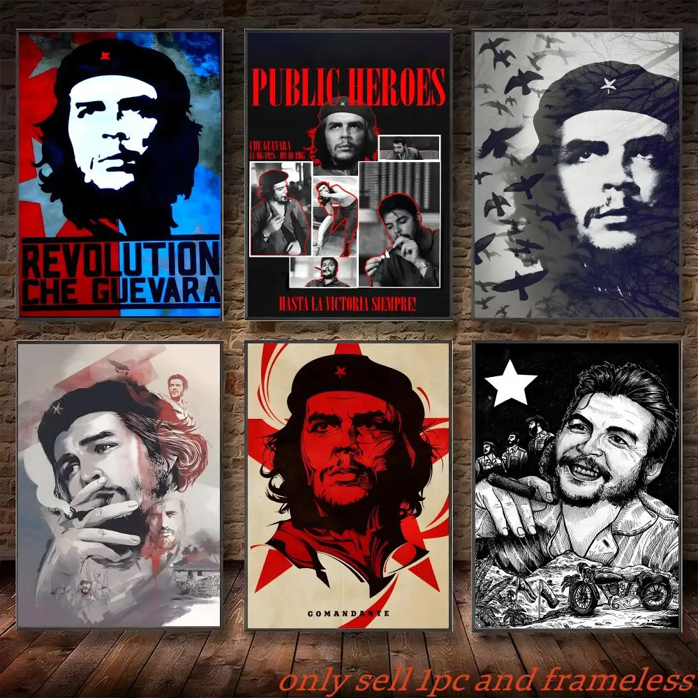 Political Figures Che Guevara Poster Self-adhesive Painting with prints Home bedroom living room decoration
