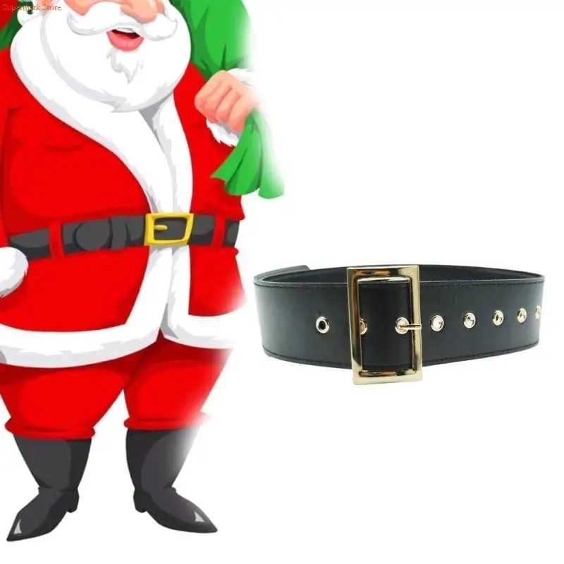 Q5WE Santa Belt Wide Waist Belt for Stage Performances Halloween Fancy Dress Christmas Men Christmas Belt Costume Accessories
