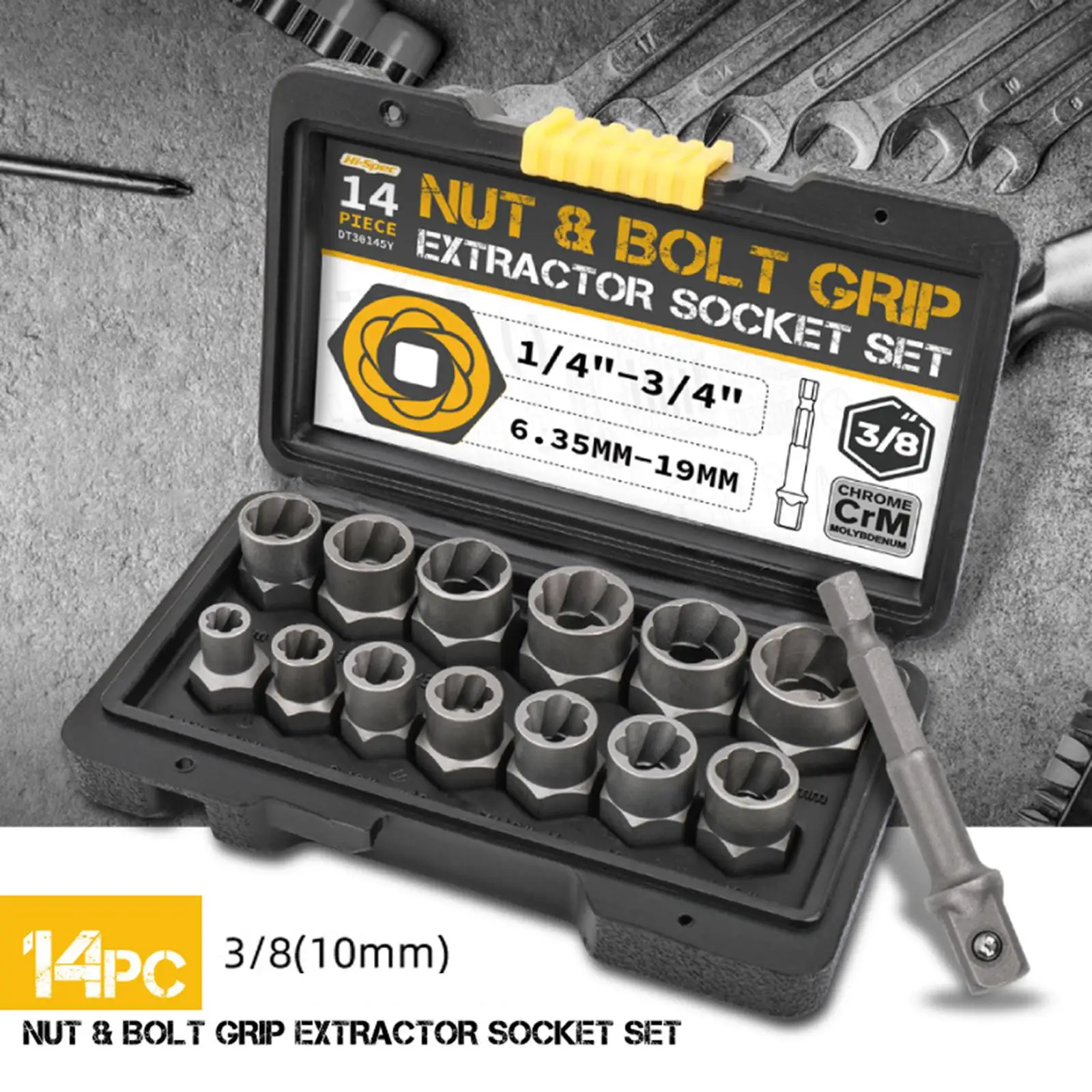 Wheel Nut Socket Extractor Set 14pc Bolt Remover Tool Kit Cr Mo Steel Damaged Screw Extractor Socket for Impact Wrench Car