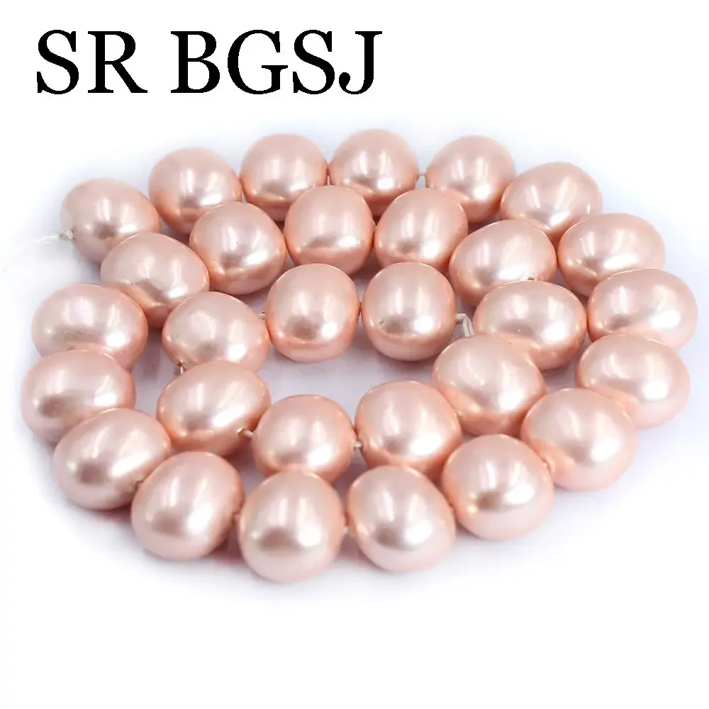 15x12mm Egg Shape Rose Pink Natural Shell Pearl Jewelry DIY Findings Spacer Beads Strand 15\