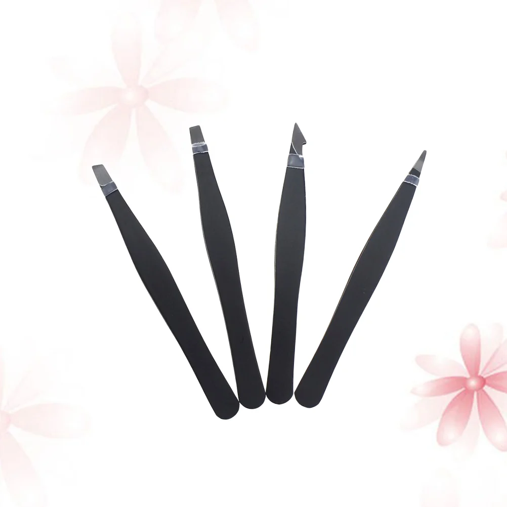 

4 Pcs Eyebrow Tweezers Professional Kit Slant Precision Stainless Steel Trimming