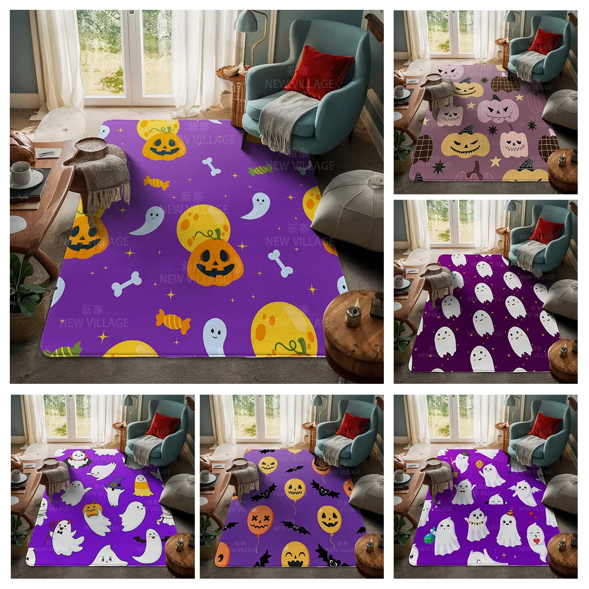 

House entrance carpet Home door mat Living Room Bath Foot bathroom non-slip water absorption rugs bath Halloween Autumn Pumpkin