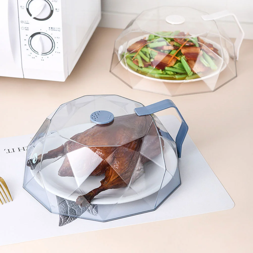 

Geometric Microwave Hood Food Cover Teepee Tent Splatter Guard Lid Clear Plates for Oil-proof