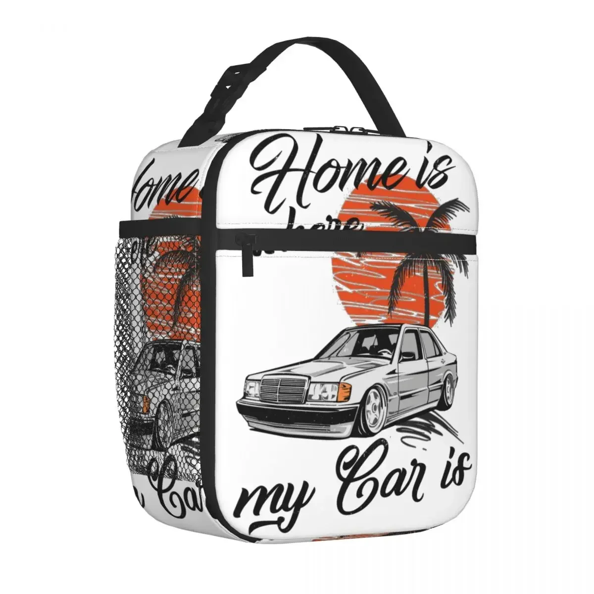 

Vintage 190E Classic Car W201 Accessories Insulated Lunch Bag for Men Women School Retro Cars Storage Food Box