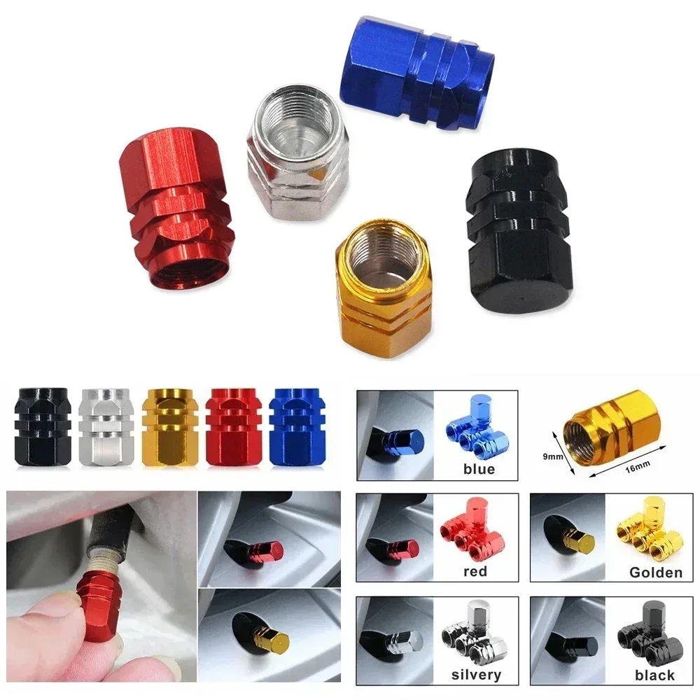 Novo Kit com 4 Tampas de Válvula de Pneu de Alumínio para Carros, Acessórios Impermeáveis e à Prova de Poeira para Automóveis e Motocicletas