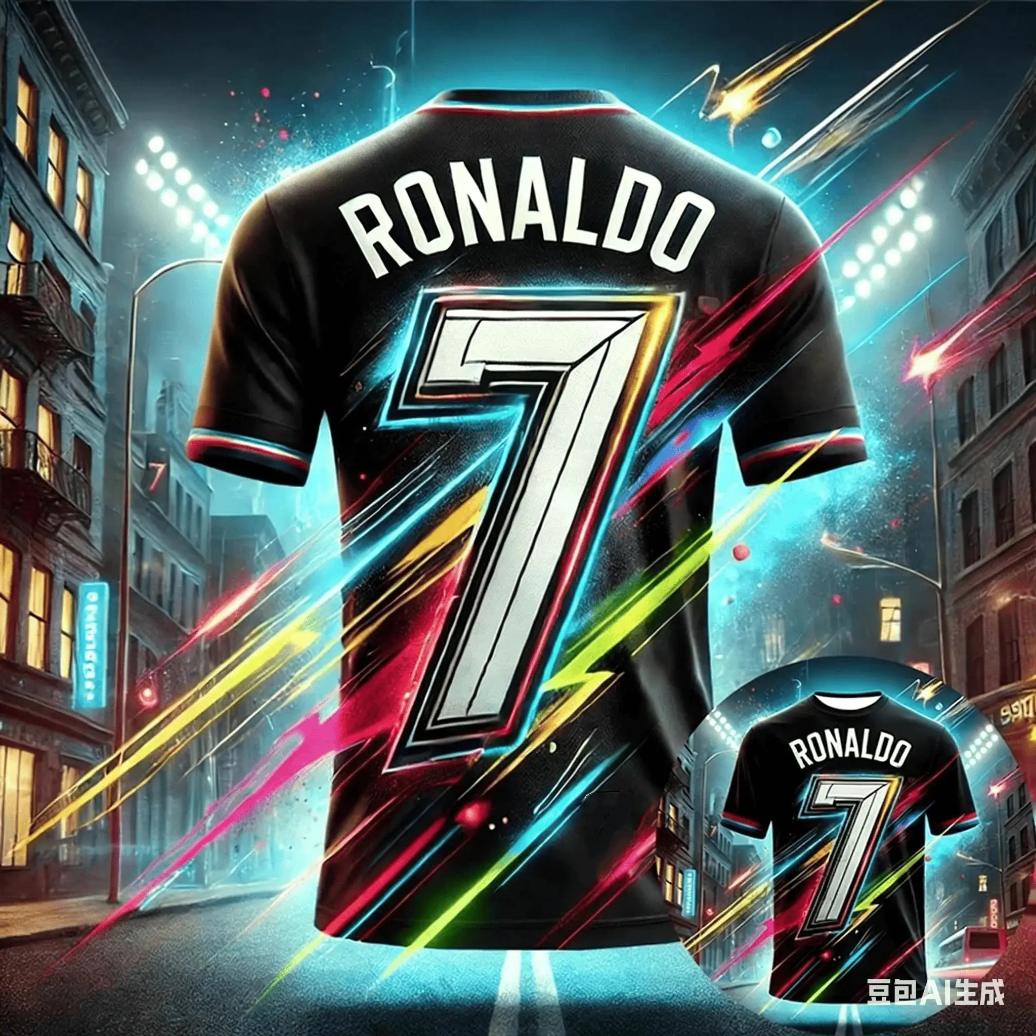 Summer Ronaldo No. 7 Graffiti Print 3D Unisex Jersey T-Shirt for Adults & Kids Quick-Drying Plus Size for Training and Matches