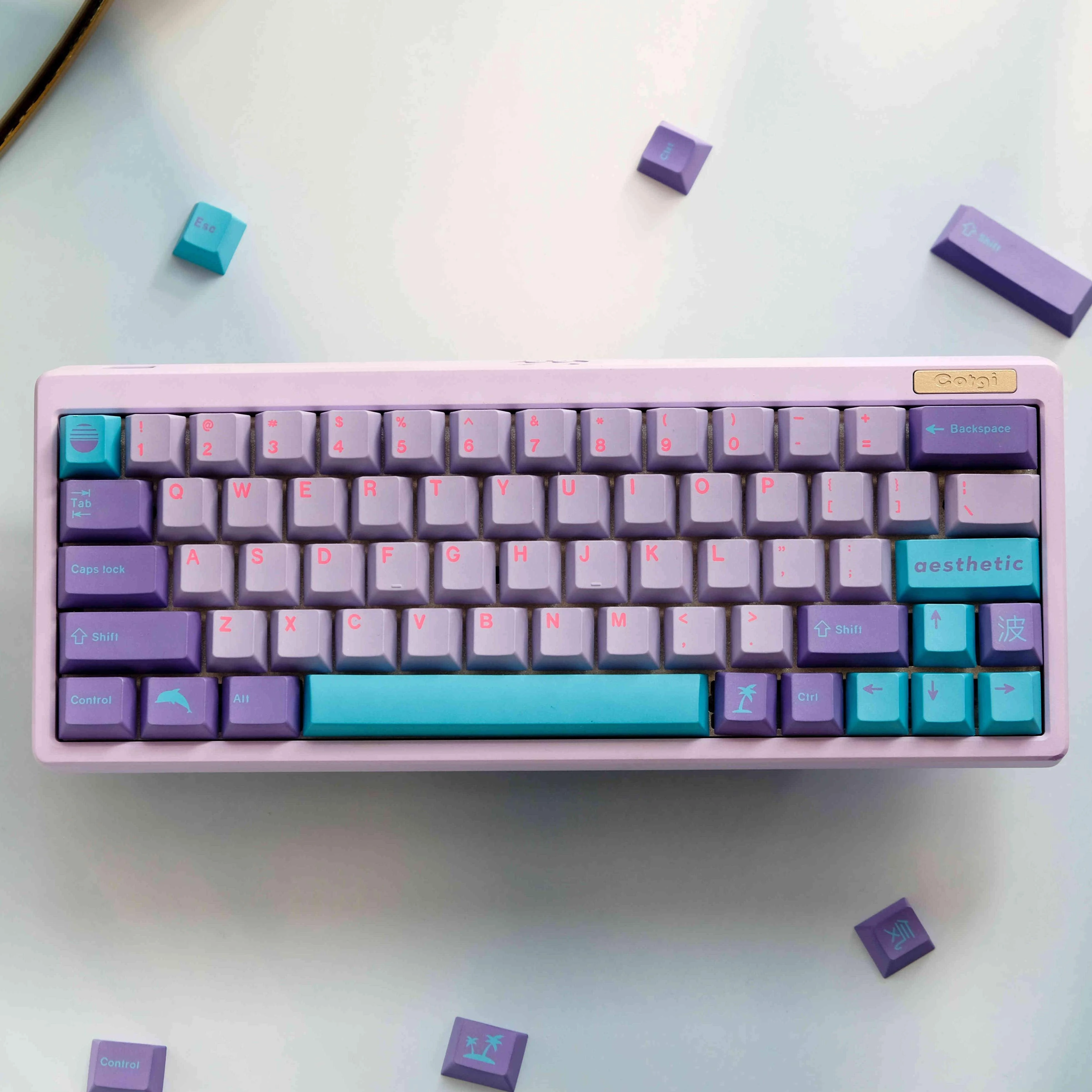 GMK Vaporwave Keycaps 129 Keys PBT Material Keycaps Cherry Profile DYE-SUB Personalized GMK Keycaps For Mechanical Keyboard