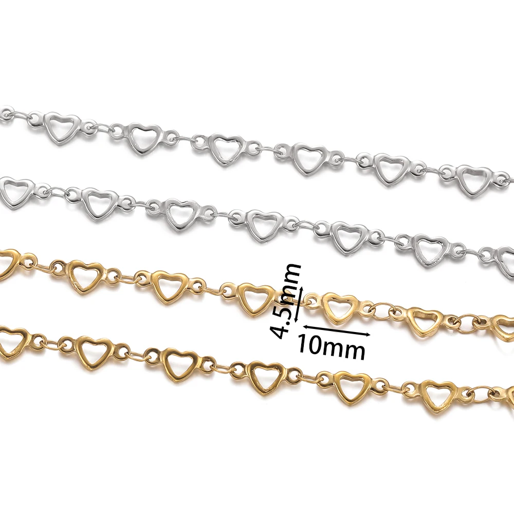 1M/Pack 8 Styles Stainless Steel Moon Heart Shape Charms Beads Chains for DIY Necklace Bracelets Jewelry Making Accessories