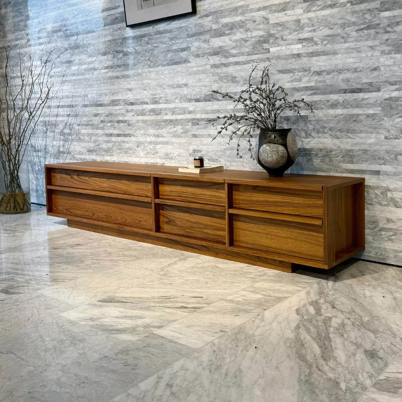 Teak TV-Ständer im Antik-Stil Skelettierte Linien Nordische TV-Ständer Minimalistisch Modern Langlebige Wohnmöbel Ein Fernseher ZY40DSG