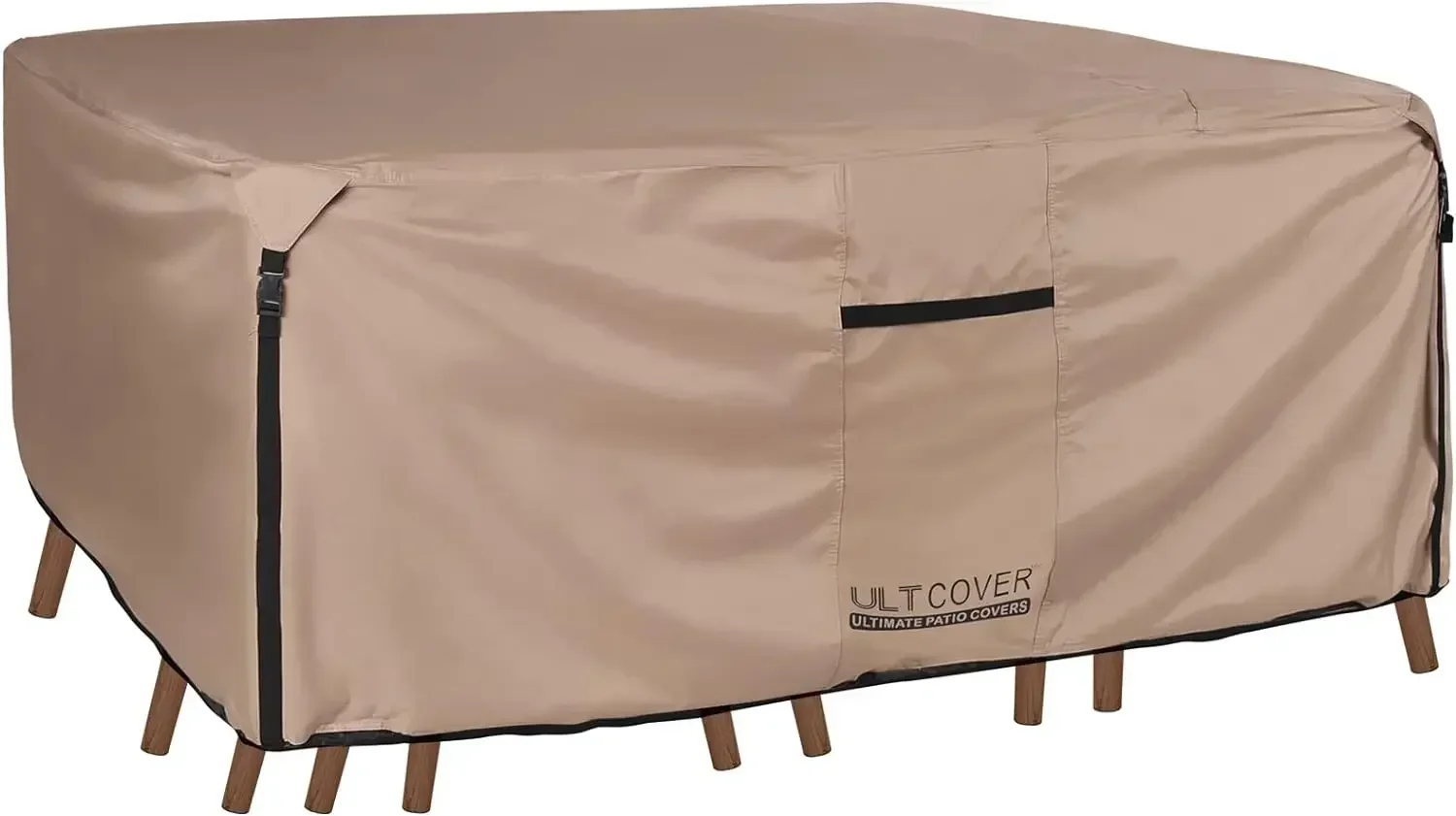 Rectangular Patio Heavy Duty Table Cover - 600D Tough Canvas Waterproof Outdoor Dining Table and Chairs General Purpose