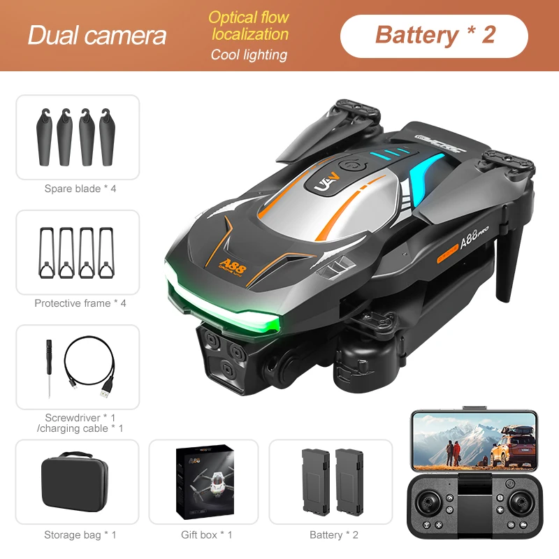 

New A88 Remote Control Drone Dual Camera 8K High-Definition Professional Aerial Photography Obstacle Avoidance Quadcopter