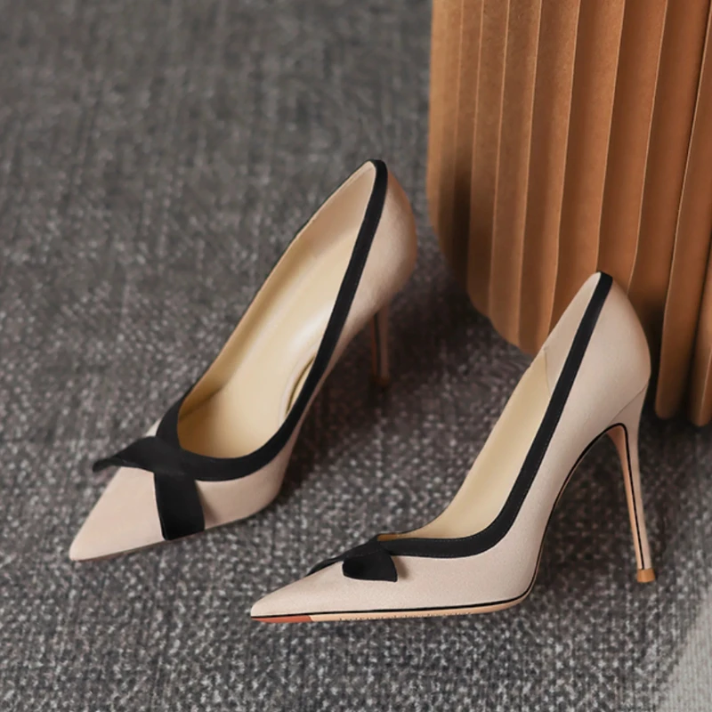 

Bow Suede High Heels Women's 2026 New Versatile Pointed Stiletto Women's Single Shoes