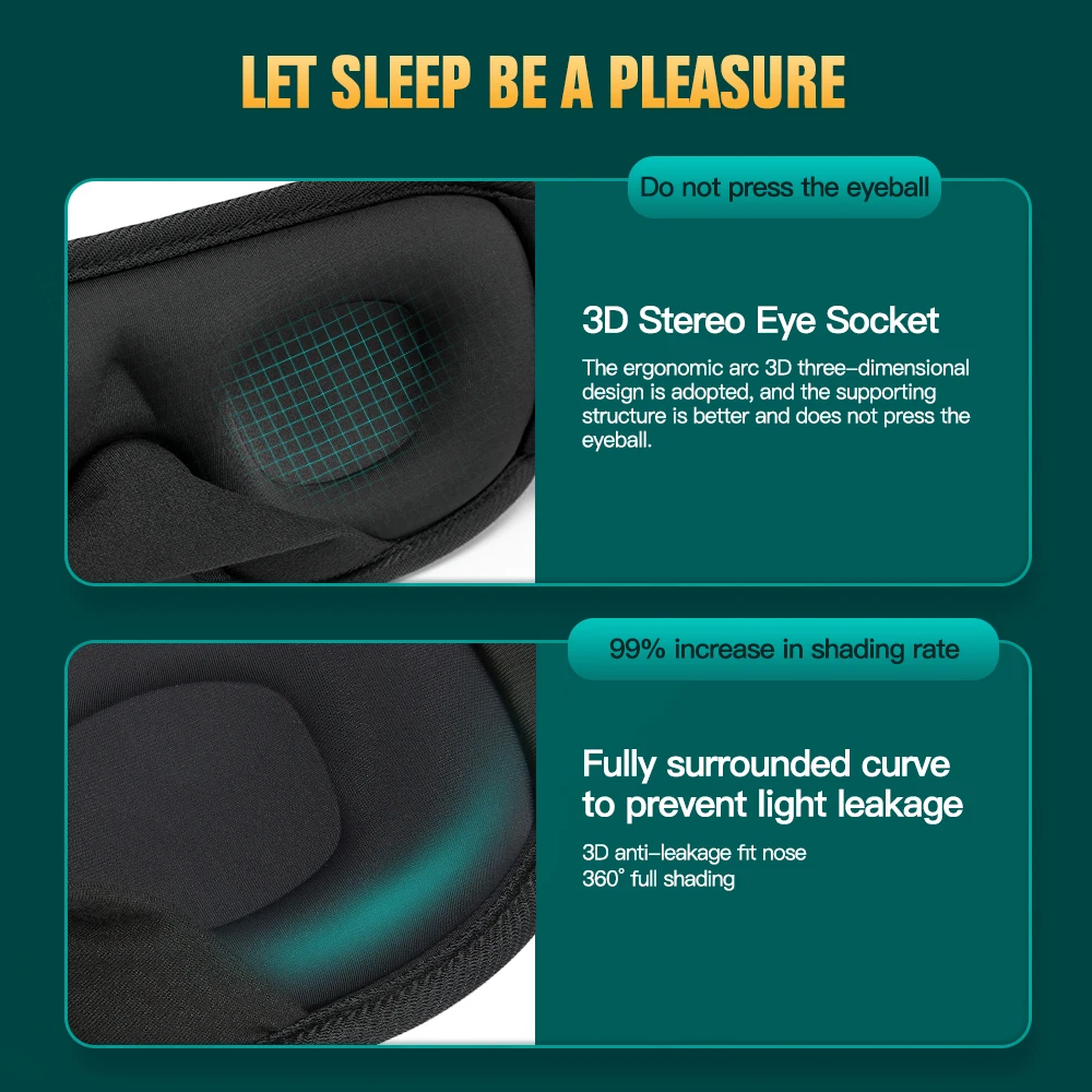 3D Sleep Mask Blindfold Sleeping Aid Eyepatch Eye Cover Sleep Patches Eyeshade Breathable Face Mask Eyemask Health Care for Rest
