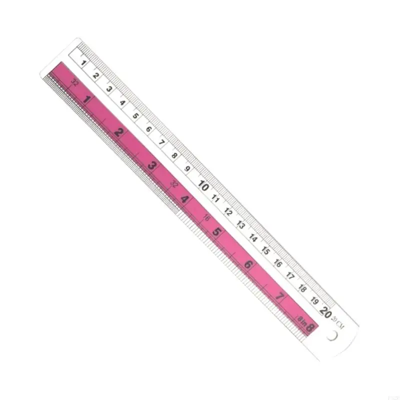 P82E MultiPurpose Straight Edges Ruler with Safety Edges, for Precise Measuring Needs Double Measurement Ruler Easy Storage