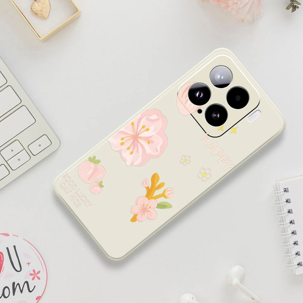 Cherry Blossom Happy Phone Case For Xiaomi Mi 15 Ultra Mi 14T 13T 11T Pro Cover For Xiaomi Mi 13T Pro Mi 11T Pro Silicone Cases