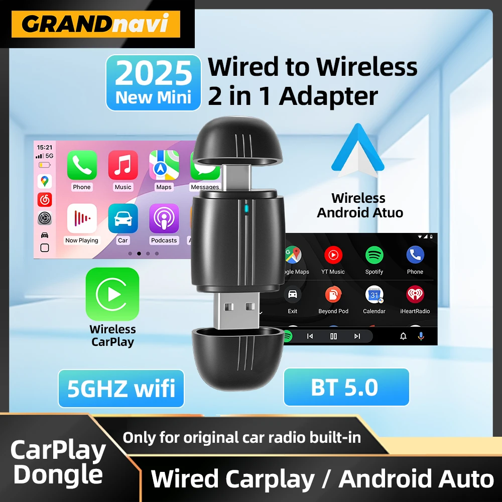Adaptador Dongle USB/TYPE-C inalámbrico para coche CarPlay/Android, interfaz Dual, enchufe de Mini caja inteligente, conexión rápida Universal