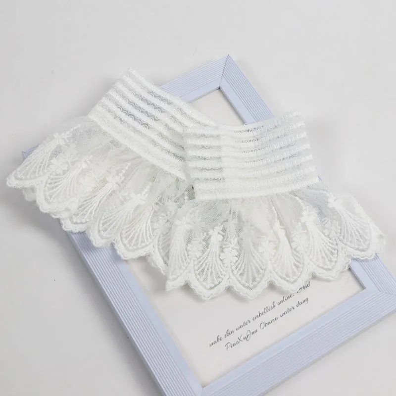 Women Elegant Romantic Mesh Lace Detachable Ruffle Fake Sleeves Sweet Decoration Sweater Elastic Wrist Horn Cuffs