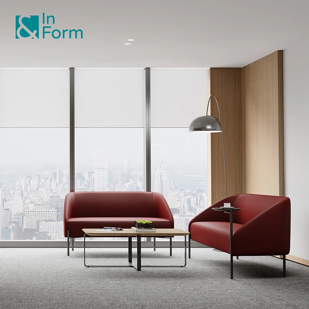 Italian Modern Minimalist 2-Seater Fabric Upholstered Waiting Reception Area Sofa For Office