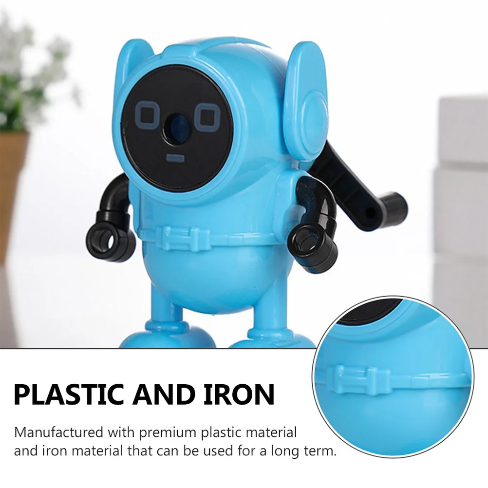 Sacapuntas de lápiz con manivela en forma de Robot Adorable, sacapuntas Manual ligero de hierro y plástico para estudiantes, escuela y oficina