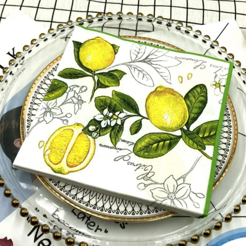 10/20pcs 33*33cm 2-Ply Colourful Wood Pulp Napkins Lemon Style Party Decoration Paper Placemats Butterfly Bart Paper