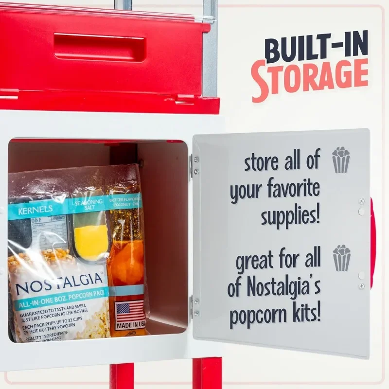 Ностальгическая машина для приготовления попкорна — профессиональная тележка с чайником емкостью 2,5 унции делает до 10 чашек — винтажная машина для попкорна