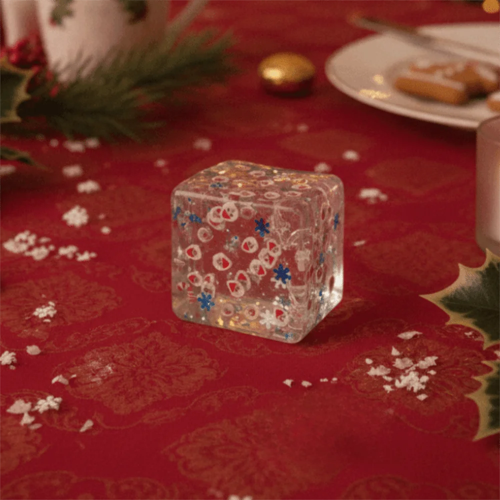 Slow Rebound Christmas Maltose Stress Relief Ice Cubes with Sequins Transparent Squishy Sensory Stress Cubes Square Flexible