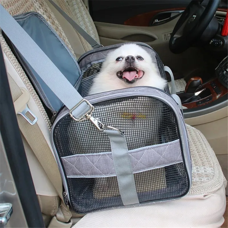 Mochila plegable para coche con diseño de perro y gato, malla transpirable de 3 vías, ventanas de 3 lados, resistente al agua, bolsa de viaje para cachorro de peluche y caniche de 10 kg