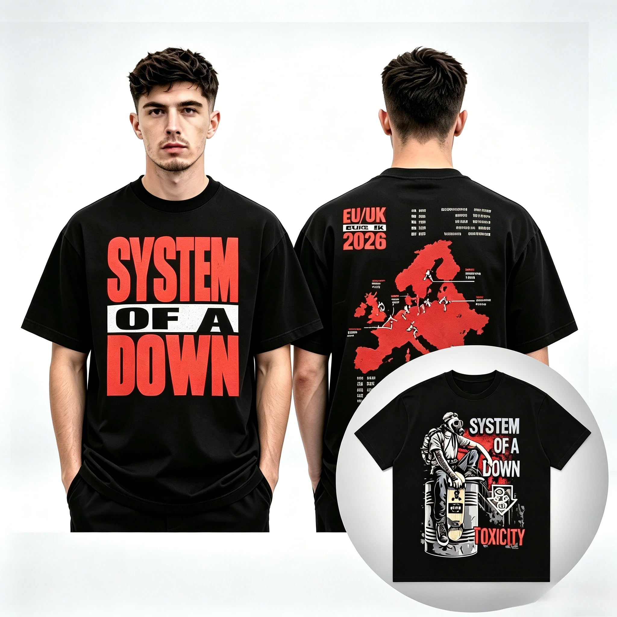 System of A Down Band Short Sleeve T-shirt World Rock Europe American Metal SOAD Fashion Casual Men's and Women's T-shirts Tops