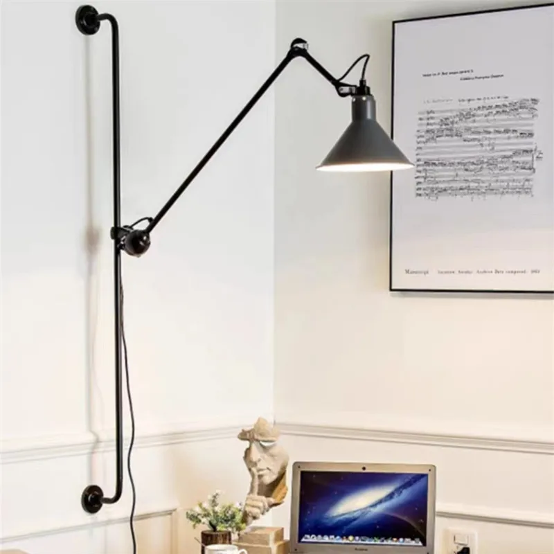 Vintage Long Swing Arm wall light Nordic Rotatable Metal Wall Lamp for Living Room Study Bedroom LED reading lamp